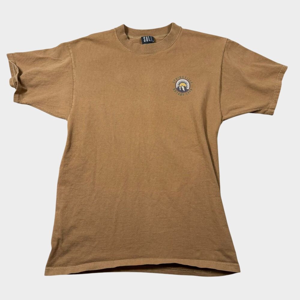 Vtg Springville Rotary Sunday In The Park Shirt Mens M Brown SOL Made in USA